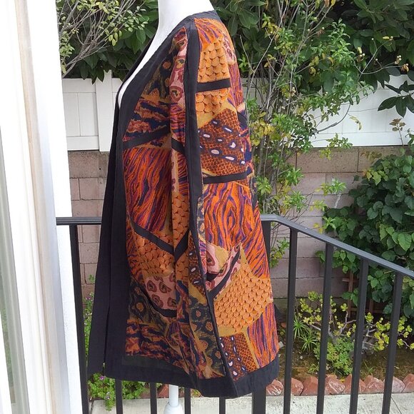 Rho Designs 100% Cotton Open Long Lagen Look Printed Jacket Art Teacher - Picture 4 of 6